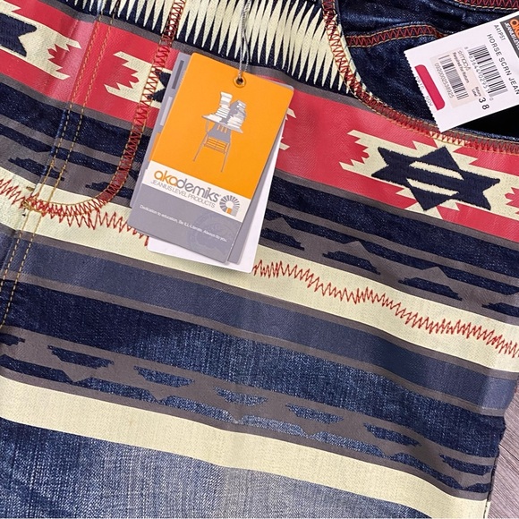 Akademiks Jeans Men 38x32 Aztec Baggy Y2K Dark Wash Embroidered Skater VTG Rare - Picture 7 of 14